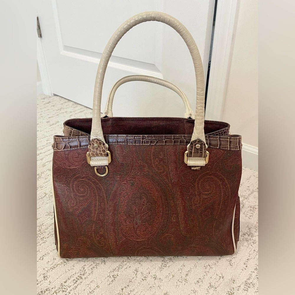Etro Red Paisley, Cream and Croc Women's Bag